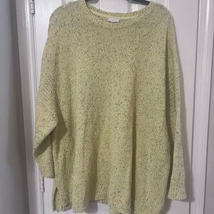 J. Jill Light Yellow Speckled Crewneck Sweater